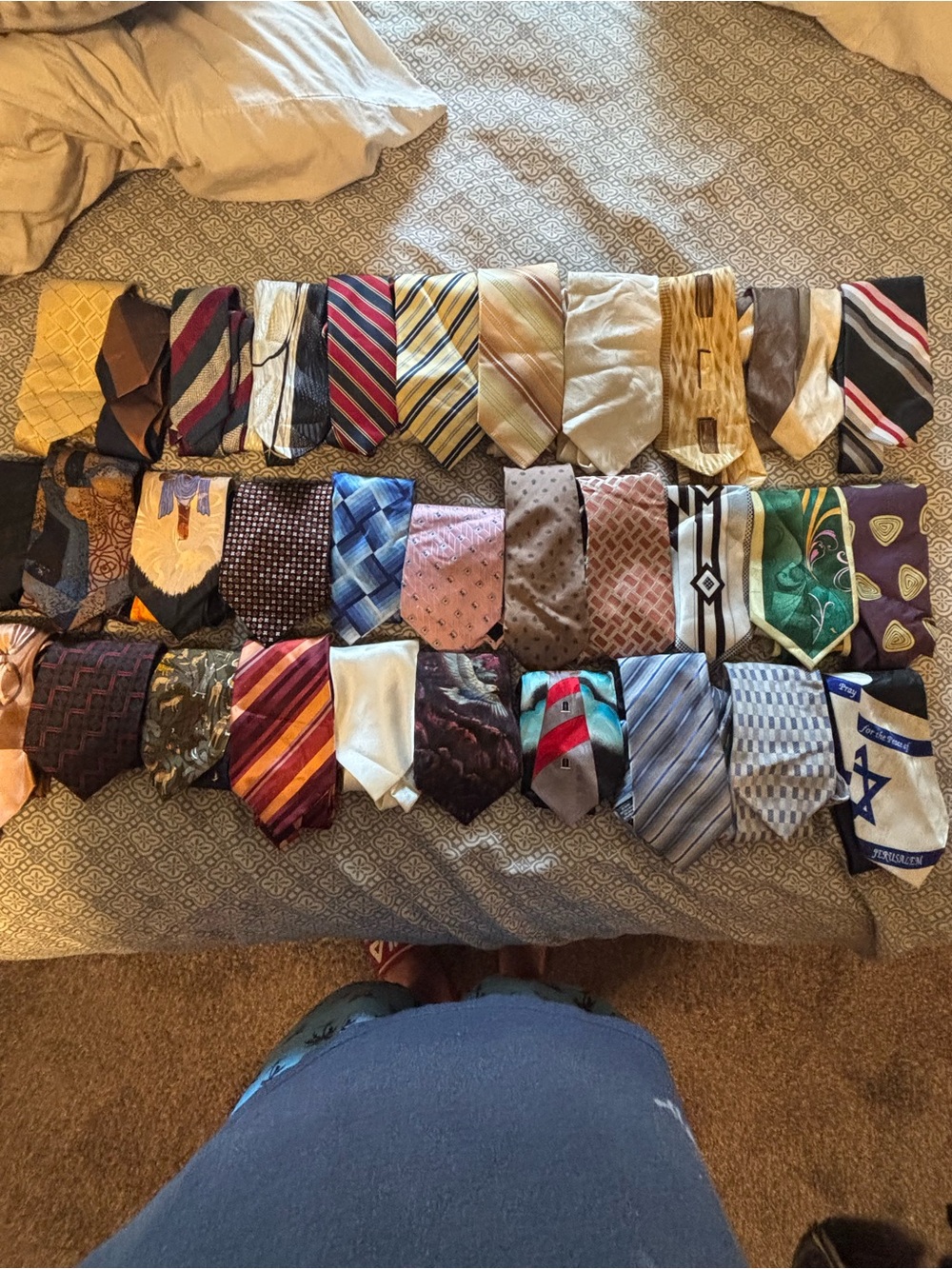 Duffle bag full of 32 ties